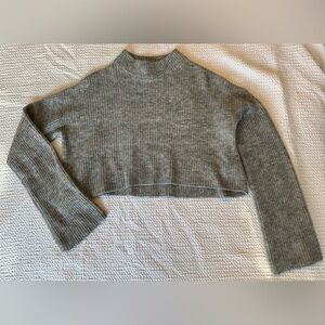Divided Gray Cropped Turtleneck Sweater